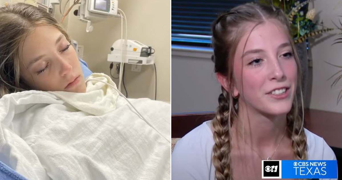 (L) The girl, Katie Rangel, lying on a hospital bed. (R) Rangel giving an interview after her recovery. Cover Image Source: YouTube | CBS News