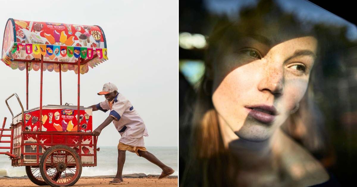 (L) An ice cream vendor pushing his ice cream cart. (R) A woman looking out of the window with a somber expression. Representative Cover Image Source: Getty Images | Peter Adams; Oliver Rossi