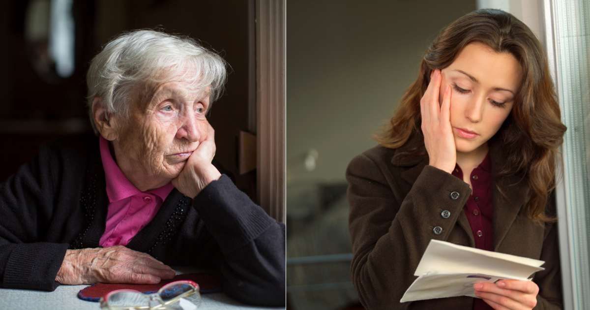 (L) A lonely elderly woman sadly looking out the window. (Representative Cover Image Source: Getty Images| Dmitry Berkut), (R) Young woman distressed and shocked on reading letter. (Representative Cover Image Source: Getty Images| Sunny)