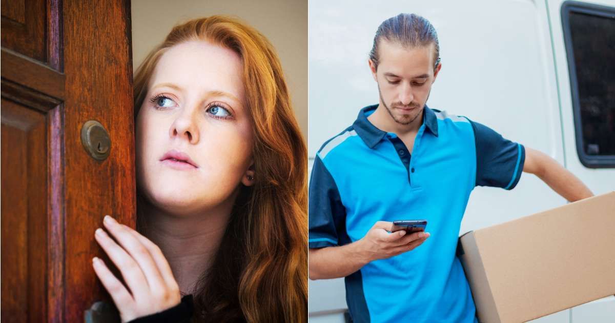 (L) Scared woman trying to communicate secretly. (Representative Cover Image Source: Getty Images| Rapid Eye), (R) Delivery man urgently making phone call. (Representative Cover Image Source: Getty Images| Daniela Vasquez)
