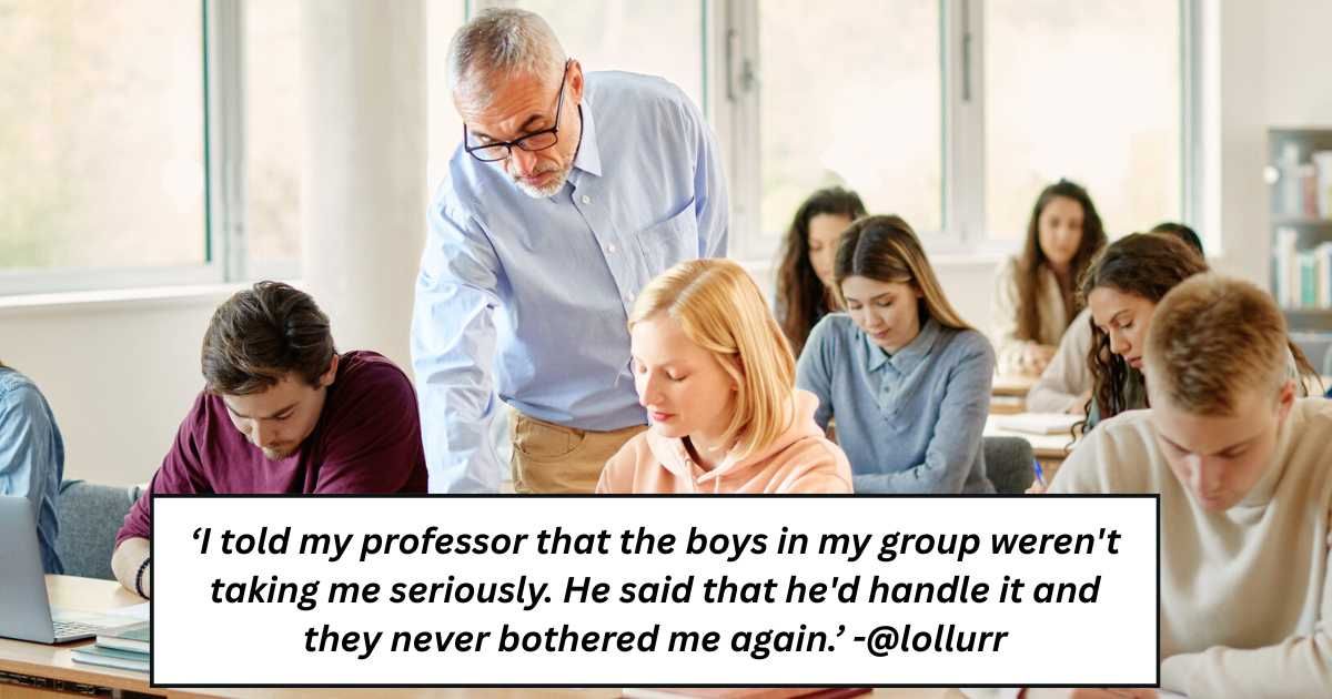 College professor mindfully checking in on student during class. (Representative Cover Image Source: Getty Images| Photo by Drazen Zigic), Quote - TikTok| @lollurr