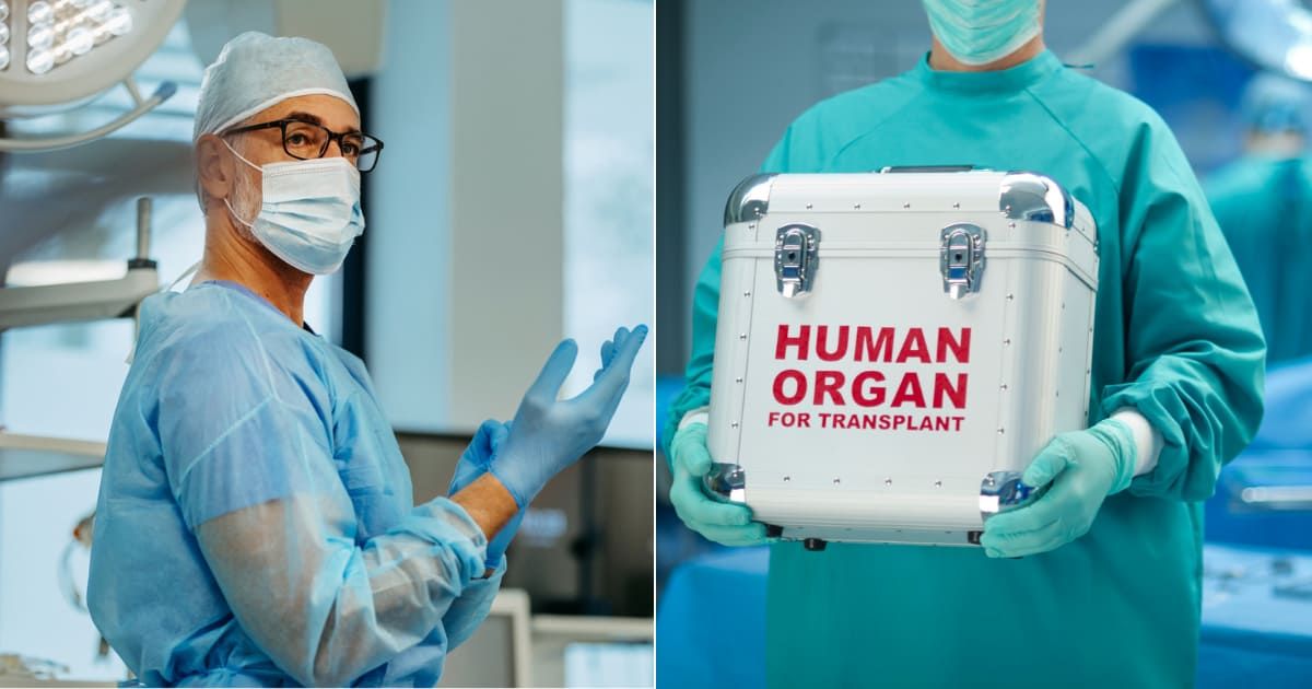 (L) Surgeon in scrubs ready to perform surgery in hospital. (Representative Cover Image Source: Getty Images| Halpoint Images), (R) Surgeon holds organ from donor in a box for transplant. (Representative Cover Image Source: Getty Images| sturti)
