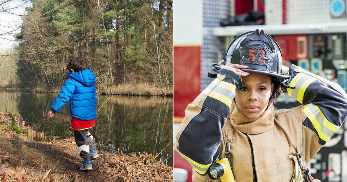 (L) A kid playing near a pond. (R) A first responder getting ready for work. Representative Cover Image Source: Getty Images | kali9