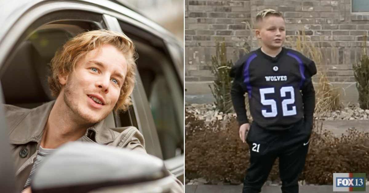 (L) A man leaning out of a car window. (R) The child talking to an interviewer. Representative Cover Image Source: Getty Images | Westend61; YouTube | Fox 13 News