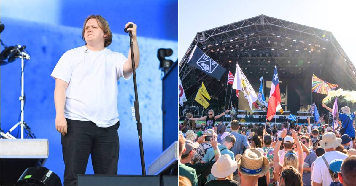 (L) Lewis Capaldi at the Glastonbury Festival on June 24, 2023. (Cover Image Source: Getty Images| Kate Green), (R)Fans watch Lewis Capaldi at the Glastonbury Festival on June 24, 2023. (Cover Image Source: Getty Images| Harry Durrant)
