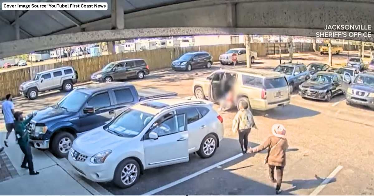 Footage shows strangers rushing to van after spotting mom dragged through at Forida parking lot. (Cover Image Source: YouTube| First Coast News)