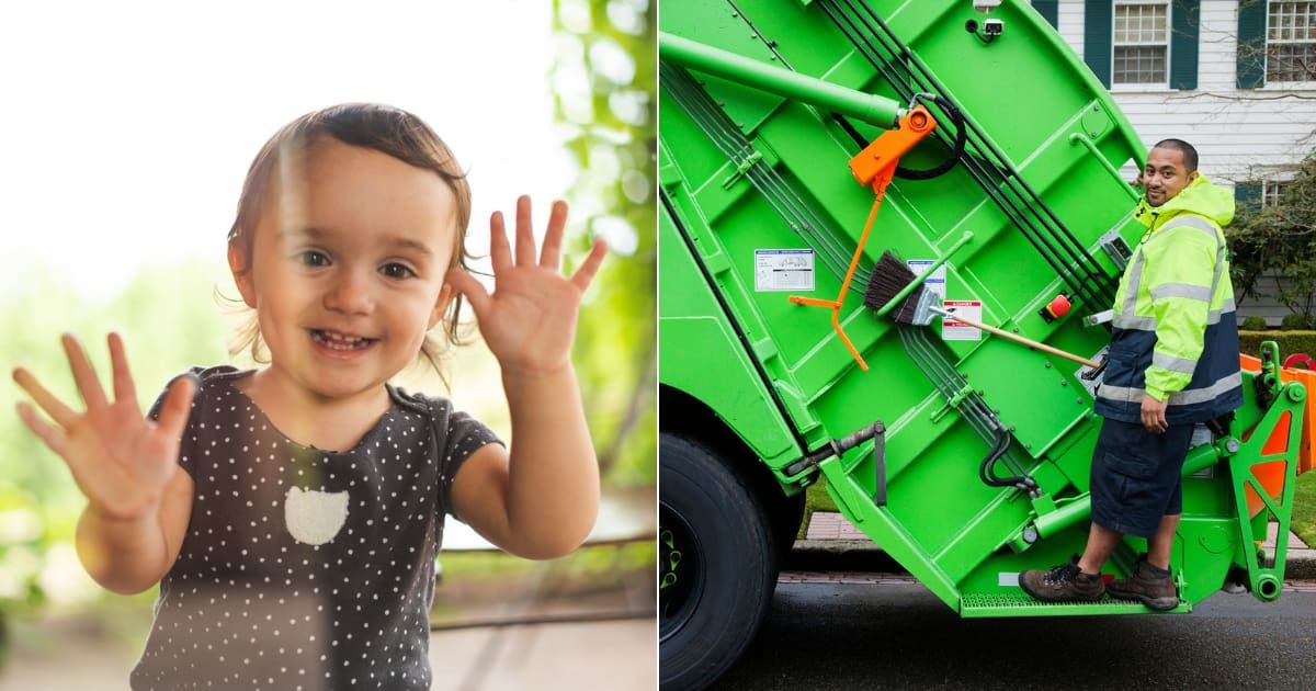 (L) Little girl excitedly looking out from window. (Representative Cover Image Source: Getty Images| Pollyana Ventura), (R) Sanitation worker on garbage truck at work. (Representative Cover Image Source: Getty Images| Blend Images - Don Mason)