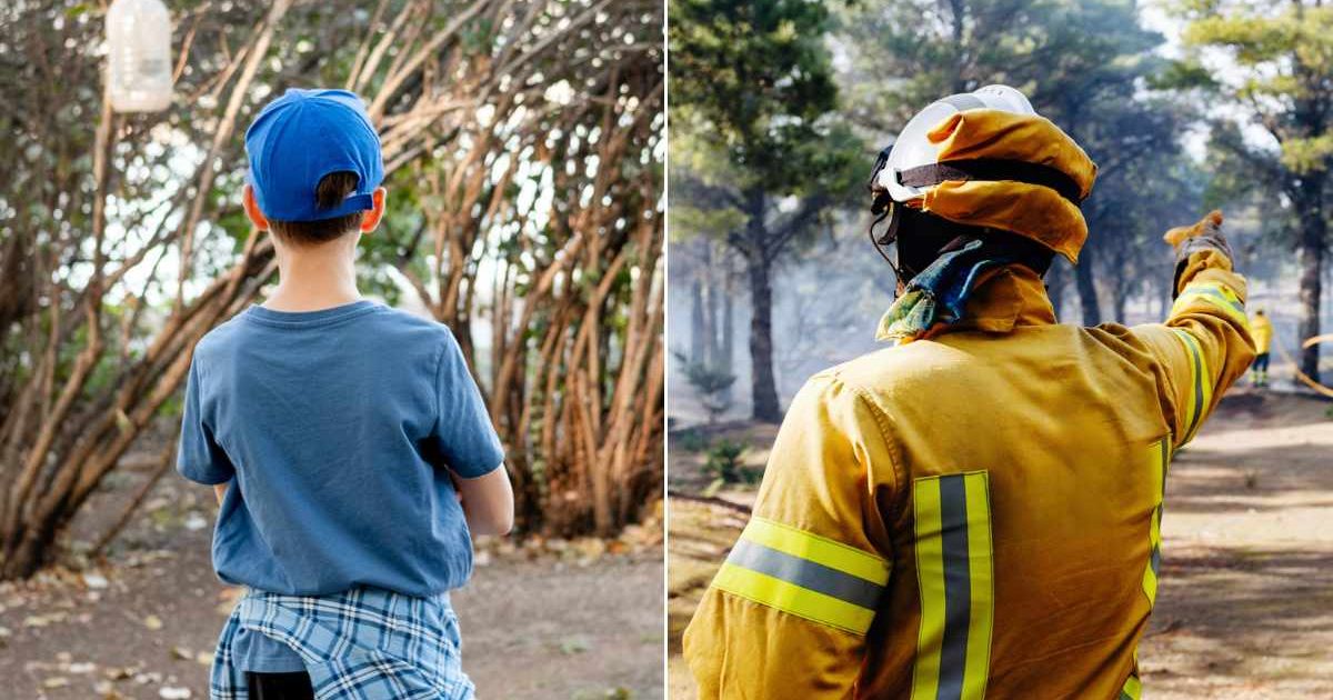 (L) A boy lost in the woods. (R) A search party looking for someone in a forest. Representative Cover Image Source: Getty Images | Elvira Kashapova; Angel Santana