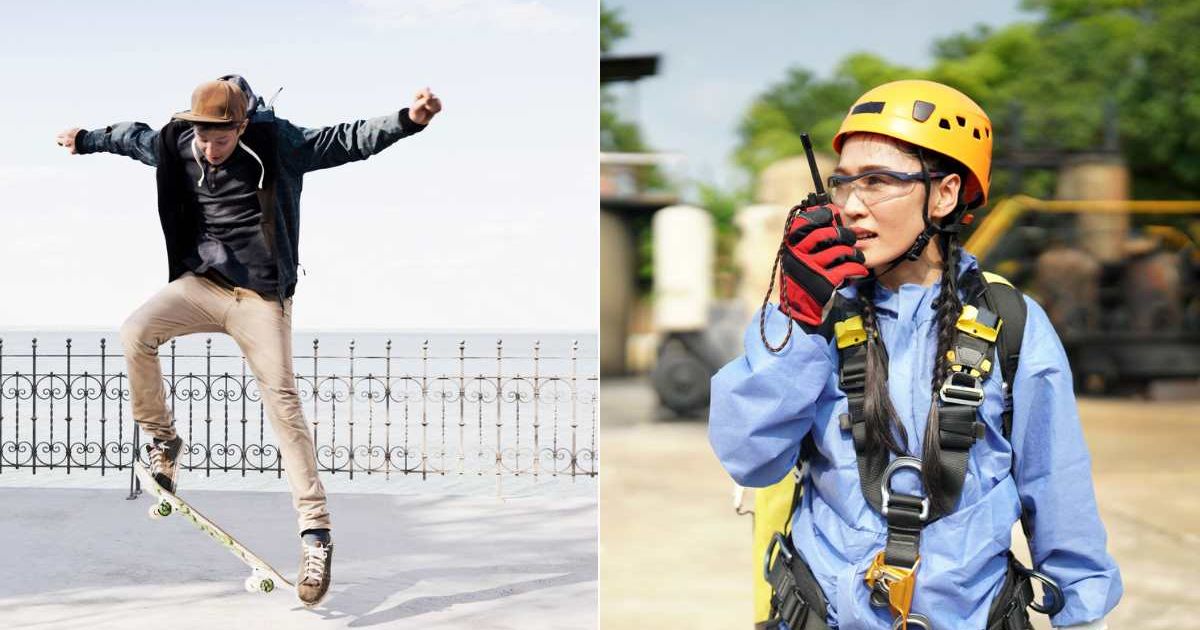 (L) A teen boy with a skateboard. (R) A rescue worker looking for someone. Representative Cover Image Source: Getty Images | Westend61; sarote pruksachat