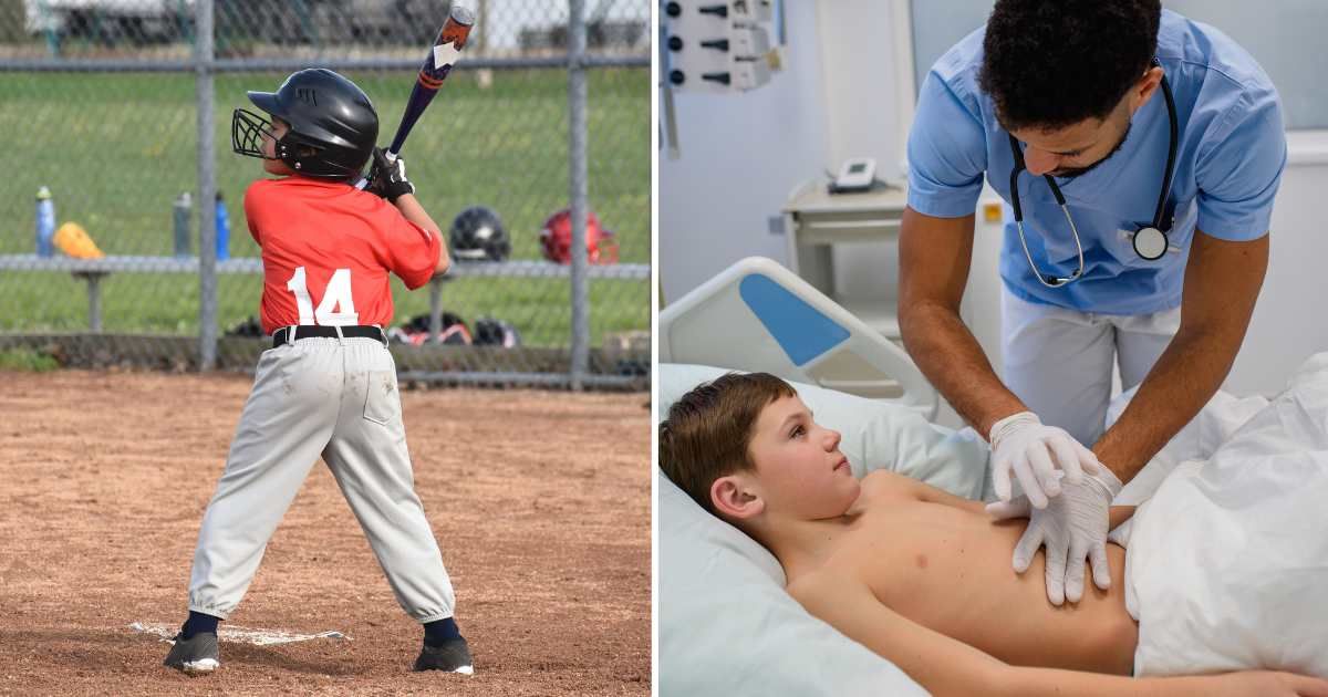 (L) A young boy playing baseball. (R) A young boy in a hospital. (Representative Image Source: Getty Images | Photo by (L) gurineb, (R) Halfpoint Images)