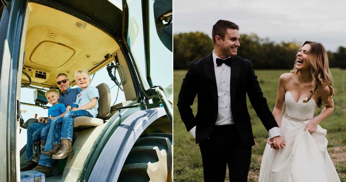 (L) A man inside a tractor with his grandkids. (R) A bride and groom in an outdoor setting. Representative Cover Image Source: Getty Images | Thomas Barwick; Kymberlie Dozois Photography