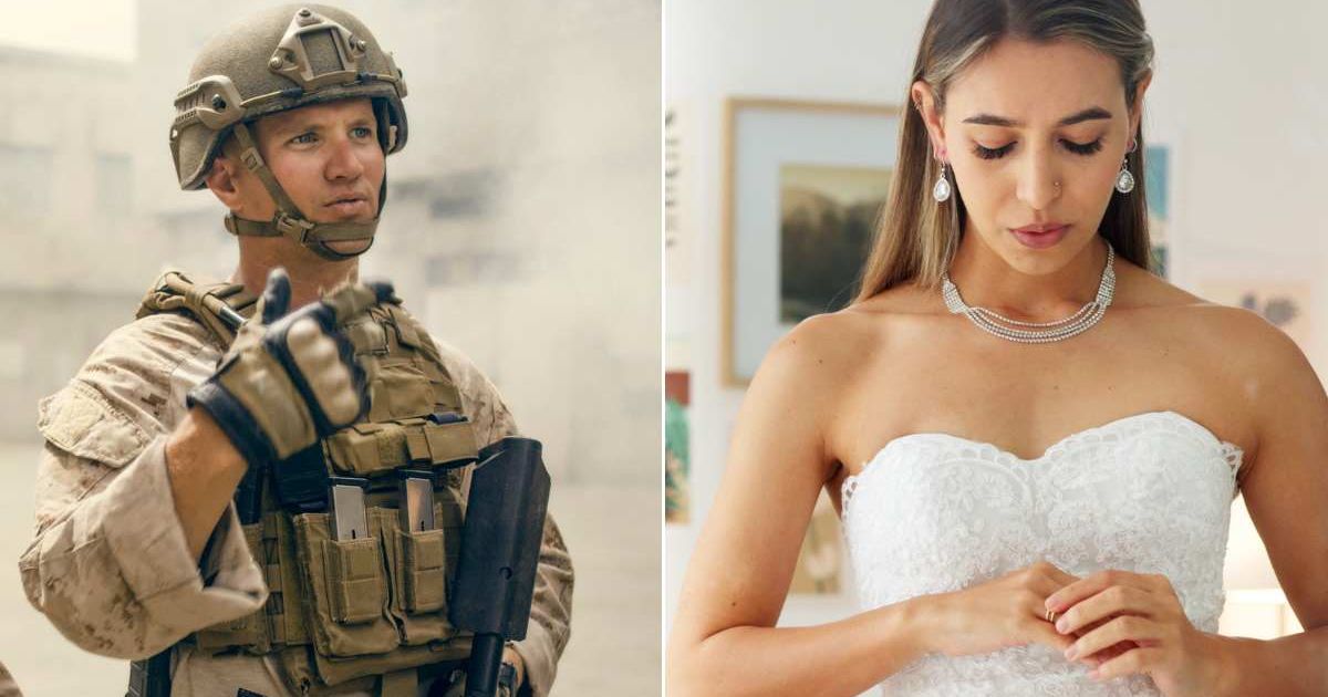 (L) A military personnel at work. (R) A bride looking a little upset on her wedding day. Representative Cover Image Source: Getty Images | Michael Sugrue; Jacon Wackerhuasen