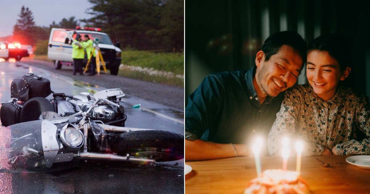 (L) The site of a motorcycle crash. (R) A dad and daughter during the girl's birthday. Representative Cover Image Source: Getty Images | Thomas Fricke; Ippei Naoi