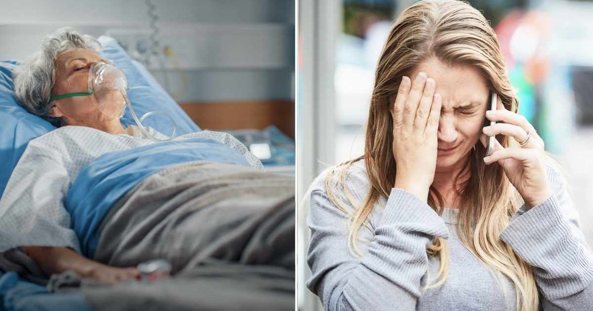 (L) Old woman lying on a hospital bed. (R) Woman crying on a call. Representative Cover Image Source: Getty Images | gorodenkoff; RapidEye