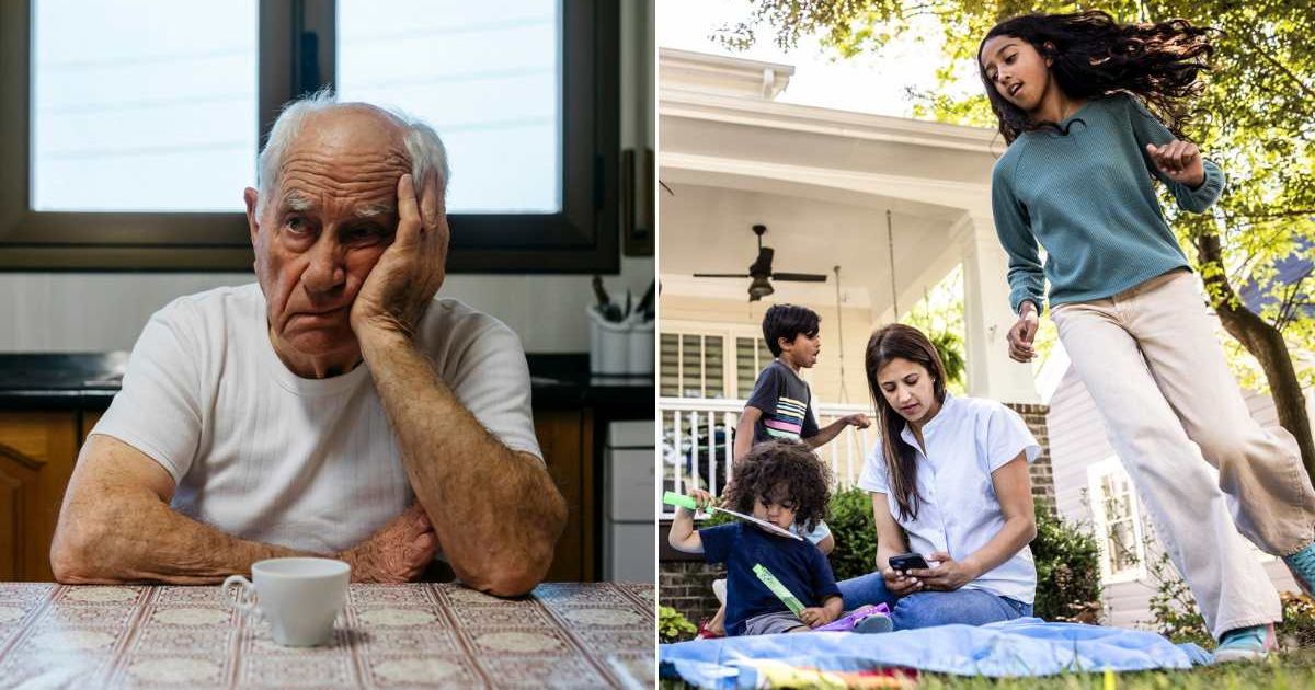 (L) A lonely old man at his house. (R) Kids playing in an outdoor space. Representative Cover Image Source: Getty Images | Westend61; MoMo Productions