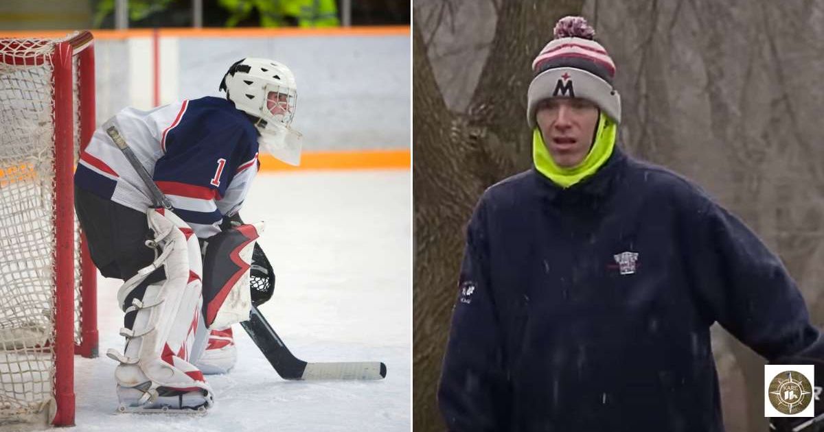 (L) A player getting ready to play ice hockey. (R) The special needs man, Matt Jenkins, outside his house. Representative Cover Image Source: Getty Images | Grant Faint; YouTube | Land of 10,000 Stories