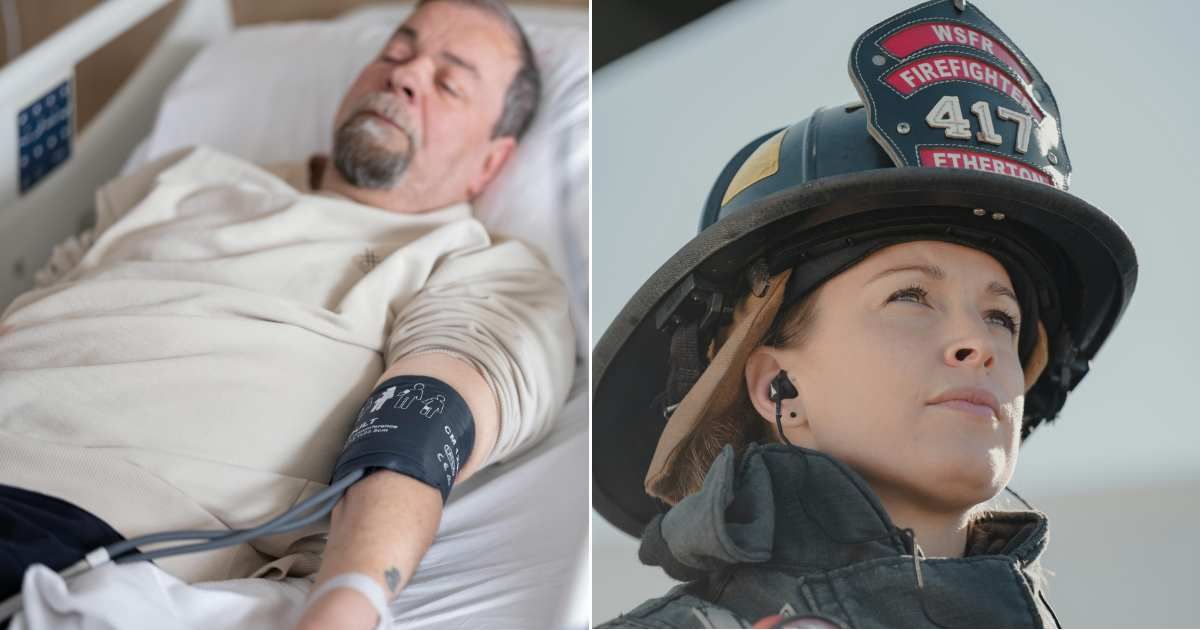 (L) Unresponsive man in hospital undergoing treatment. (Representative Cover Image Source: Pexels| Engin Akyurt), (R) Firefighter on duty, pondering seriously. (Representative Cover Image Source: Unsplash| Logan Weaver)