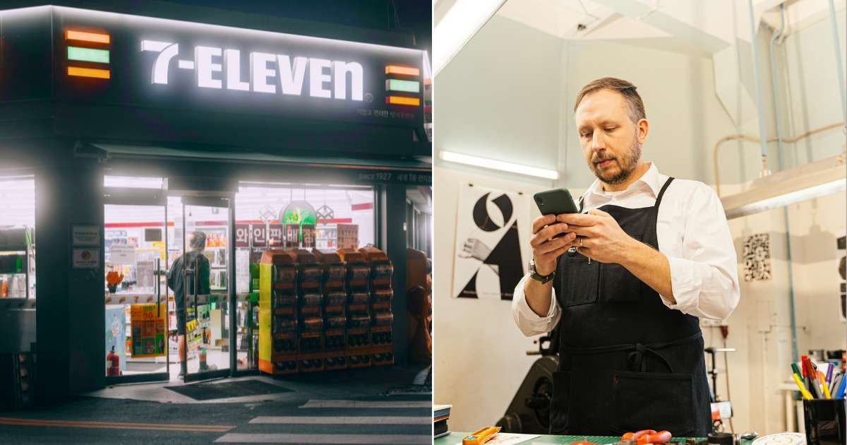 (L) Woman entering 7 Eleven store and walking through aisle. (Representative Cover Image Source: Pexels| Hoffman 11), (R) Employee making serious call while at work. (Representative Cover Image Source: Pexels| Shkraba Anthony Studio)