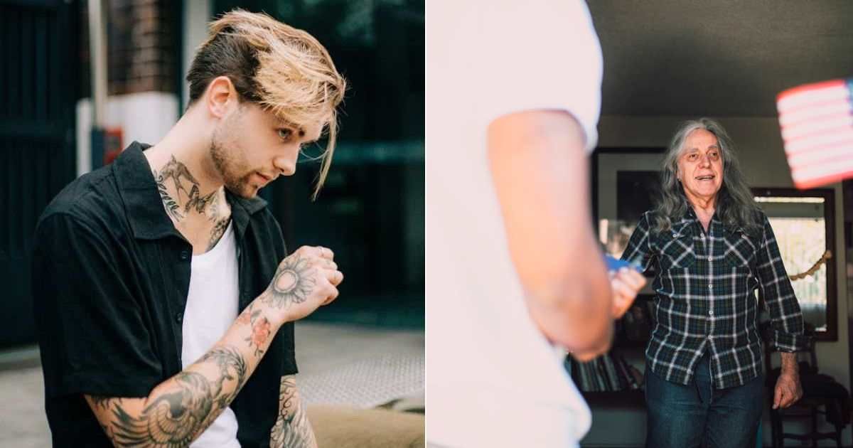 (L) Man with a tattoo sleeve looking ahead. (R) A woman welcoming her granddaughter's boyfriend at home. Representative Cover Image Source: Pexels | Ralph Rabago; RDNE Stock Project