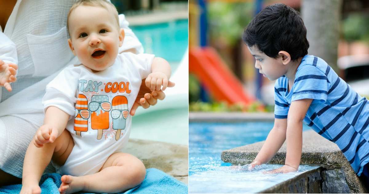 (L) Toddler sitting ahead of pool with parent. (Representative Cover Image Source: Unsplash| Brooke Balentine), (R) Toddler looking inside pool intently. (Representative Cover Image Source: Unsplash| Mahmud Ashan)