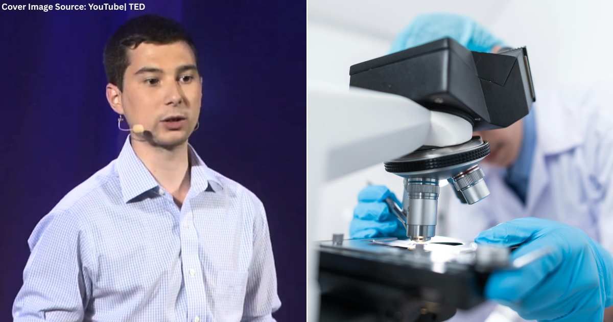 (L) Cresilon founder and CEO Joe Landolina speaks about invention. (Cover Image Source: YouTube| TED), (R) Young man experimenting in lab. (Representative Cover Image Source: Pexels| Photo by Chokniti Khongchum)