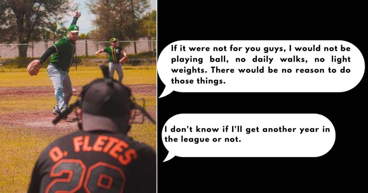 (L) A softball team on the ground. (R) The messages the old man sent to his team players. Representative Cover Image Source: (L) Pexels | Alejandro Navarrete Gonzalez; (R) TikTok| @s.evanz