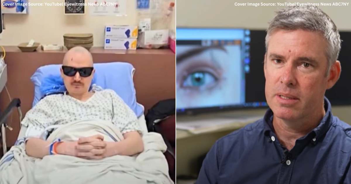 (L) Brent Chapman in hospital recovering after rare surgery. (Cover Image Source: YouTube| Eyewitness News ABC7NY), (R) Dr. Greg Moloney speaks in interview. (Cover Image Source: YouTube| Eyewitness News ABC7NY)