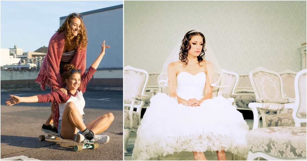 (L) Friends having fun; (R) Bride eyeing an empty seat sadly. (Representative Cover Image Source: Getty Images | Photo by (L) Joos Mind; (R) nullplus)
