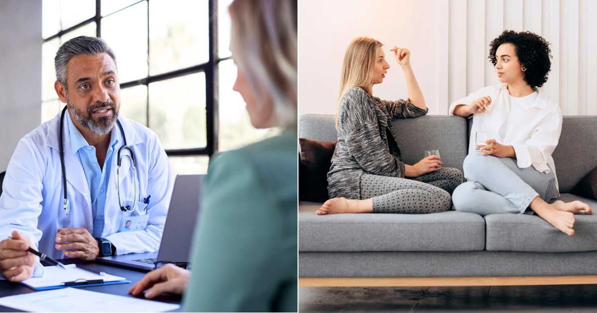 (L) Doctor speaking with patient. (Representative Cover Image Source: Getty Images| Rido franz), (R) Friends having serious discussion. (Representative Cover Image Source: Pexels| Mikhail Nilov)