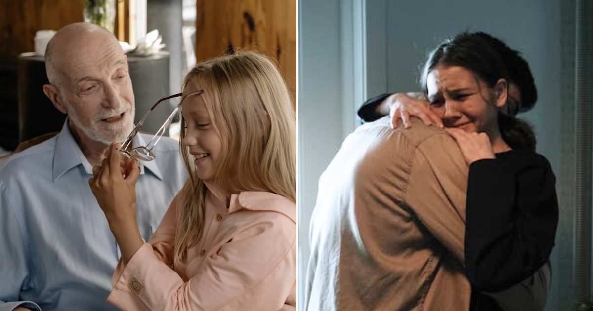 (L) Grandpa and granddaughter spending time together. (R) Woman crying while hugging someone. Representative Cover Image Source: Pexels | Cottonbro Studio