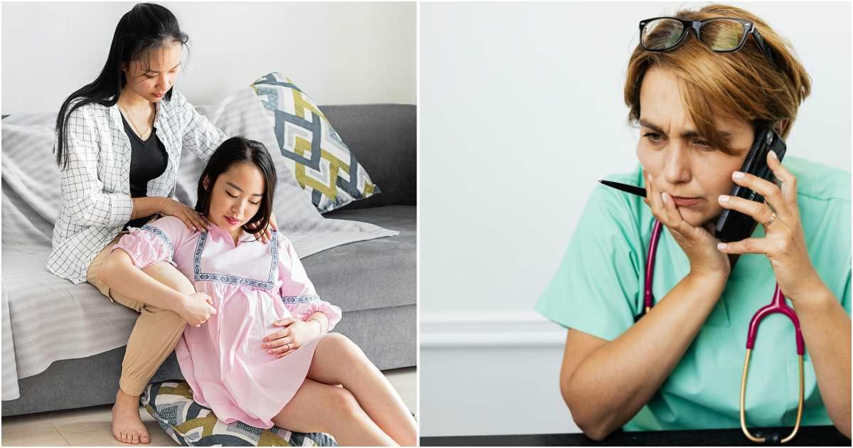 (L) An Asian lady looking after her pregnant sister; (R) A worried doctor on call. (Representative Cover Image Source: Pexels | Photo by (L) Mikhail Nilov; (R) Kaboompics.com)