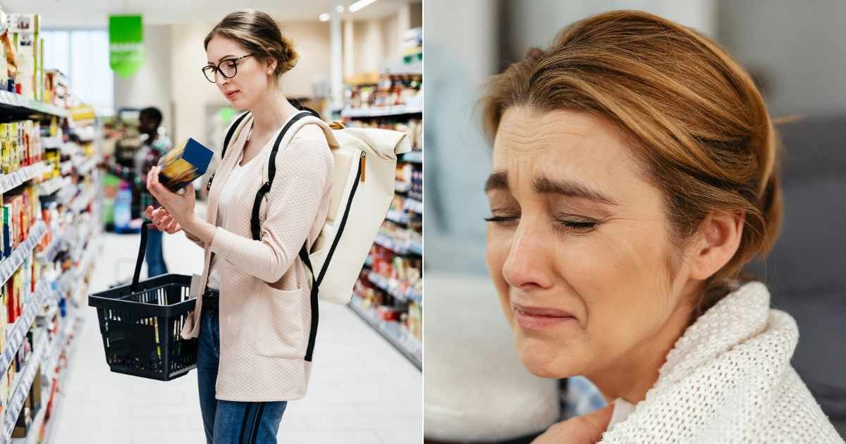 (L) Woman checking prices before purchasing groceries. (Representative Cover Image Source: Getty Images| Tom Werner), (R) Woman sobbing bitterly. (Representative Cover Image Source: Pexels | Karolina Grabowska)