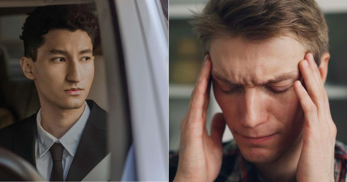 (L) Man noticing something worrisome while driving. (Representative Cover Image Source: Pexels| Ron Lach), (R) Distressed man having a bad day. (Representative Cover Image Source: Unsplash| Vitaly Gariev)