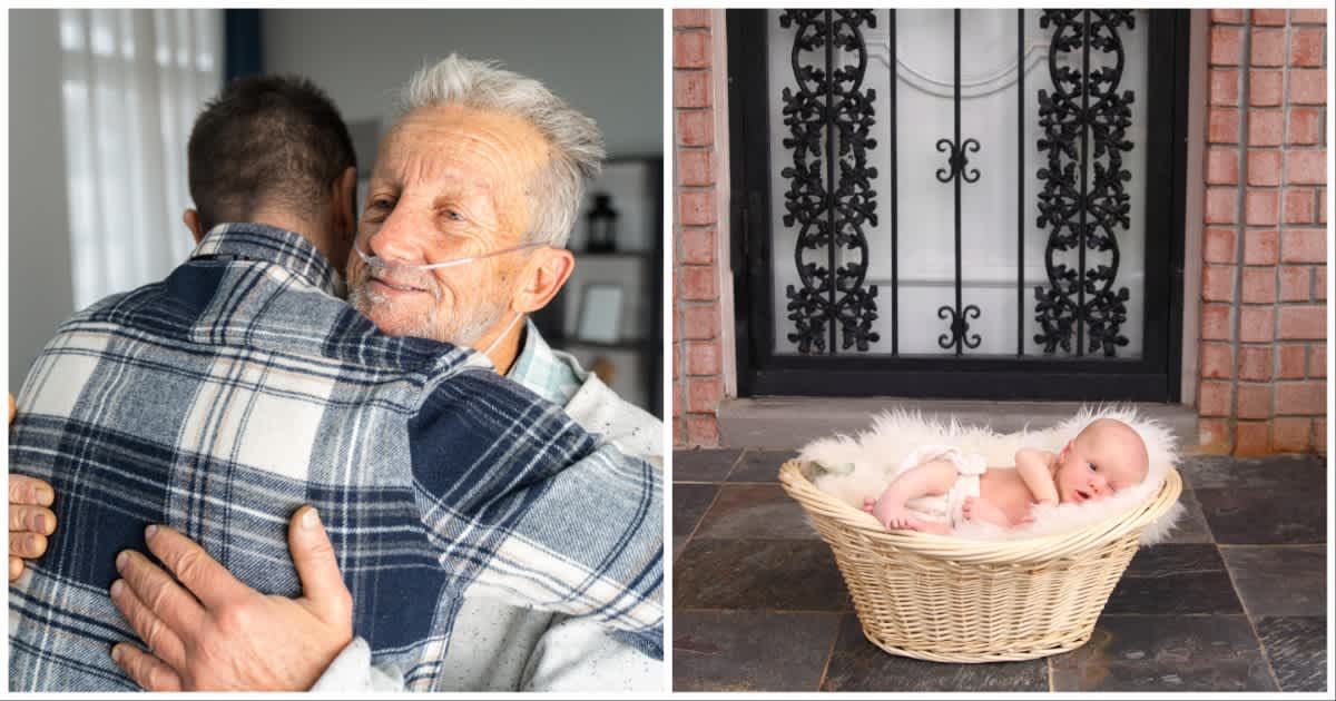 (L) A sick father hugs his son; (R) A baby left at the doorstep (Representative Cover Source: Getty Images | Photo by (L) Phynart Studio ; (R) princessdlaf)