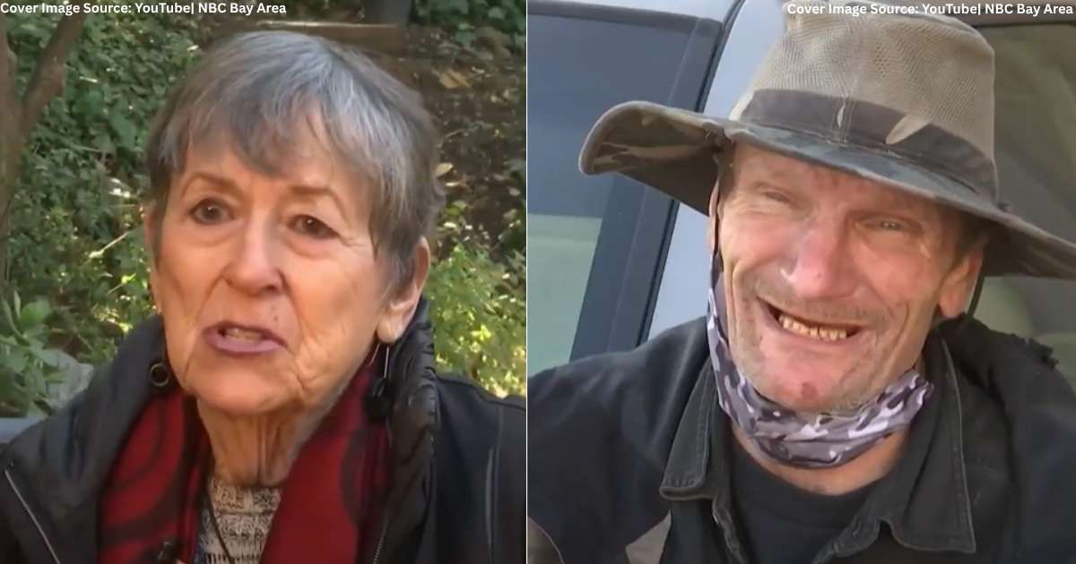 (L) 80-year-old Evelyn Topper speaks out after losing wallet; (R) Homeless Sean Currey speaks in interview. (Cover Image Source: YouTube | NBC Bay Area)