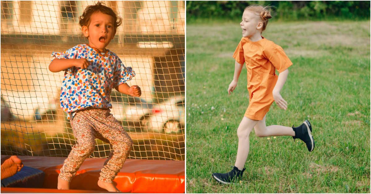 (L) Boy struggling on trampoline; (R) Sister running across the garden. (Representative Cover Image Source: Pexels | Photo by (L) Alimurat Üral; (R) Mikhail Nilov)