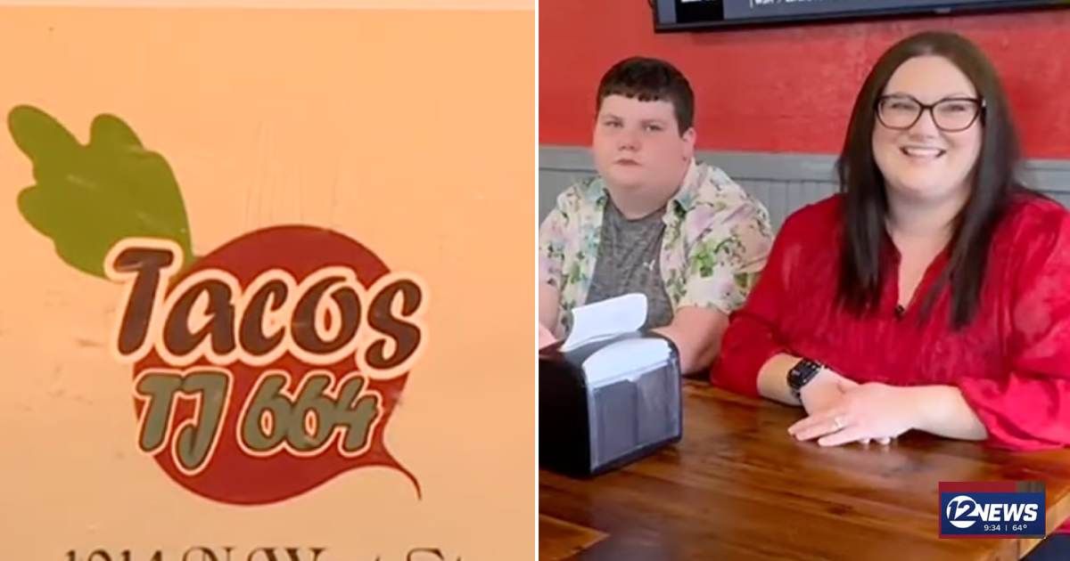 (L) The restaurant logo. (R) The family at the restaurant. Cover Image Source: YouTube | 12 News