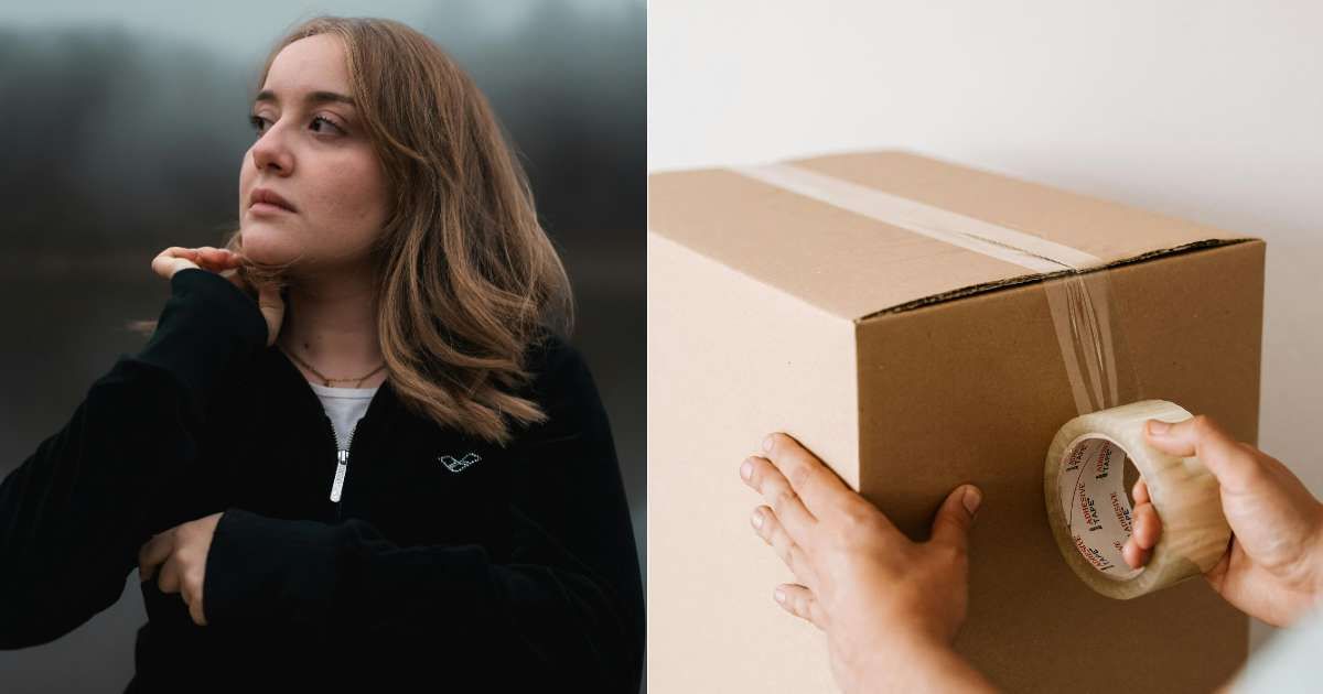 (L) Woman feeling nostalgic and reminiscing something. (Representative Cover Image Source: Pexels| Andrea Prochilo), (R) Man packing something in box. (Representative Cover Image Source: Pexels| Karola G)