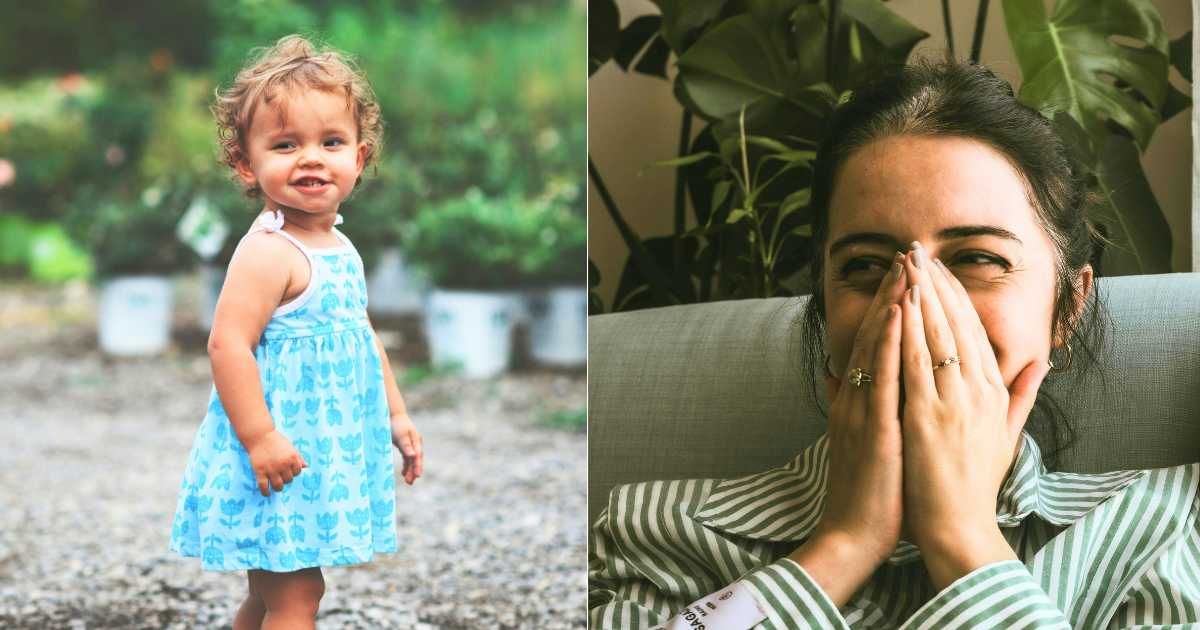 (L) Toddler excitedly mumbling something. (Representative Cover Image Source: Unsplash| Barrett Ward), (R) Emotional woman holding her hands over mouth in surprise. (Representative Cover Image Source: Pexels|S. Deniz)