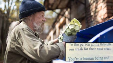 Restaurant owner notices homeless person eating out of their bins — leaves amazing 'no charge' note for them