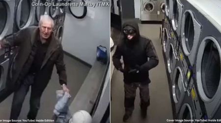 84-year-old was drying clothes at a laundromat when a robber burst in demanding money—a pair of jeans saved his life