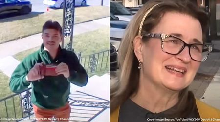 Woman spotted strange man on surveillance camera leaving a wallet on her front porch—she broke down when she held it