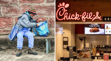 Homeless man was struggling to collect coins for a Chick-fil-A meal — what a teen handed him in a bag turned his day around