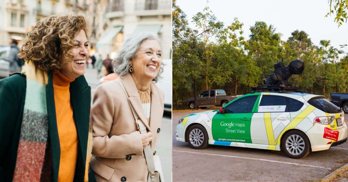 (L) Two goofy friends laughing heartily on road. (Representative Cover Image Source: Getty Images| Jordi Salas), (R) A Google Street View vehicle parked. (Representative Cover Image Source: Getty Images| Photo by Casper 1774 Studio)