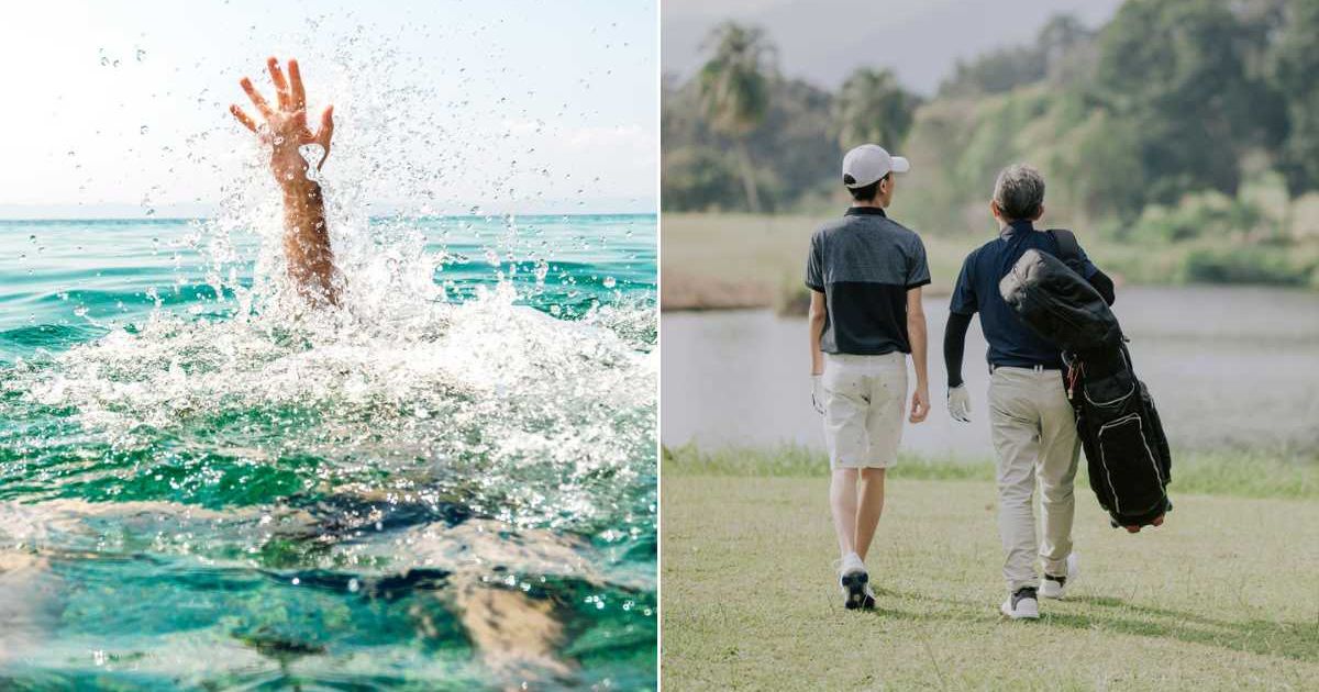(L) A person drowning in water. (R) People walking near a lake. Representative Cover Image Source: Getty Images | Urbazon; Edwin Tan