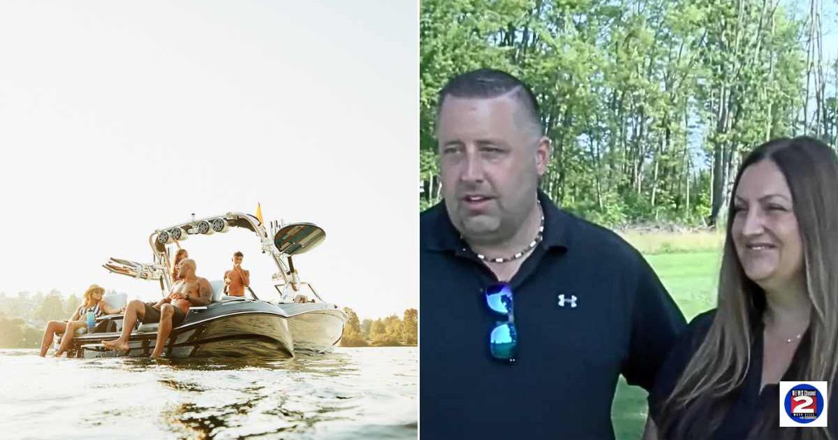 (L) A family boating at a lake. Representative Cover Image Source: Getty Images | Thomas Barwick (R) The couple who spotted the chair. Cover Image Source: YouTube | WKTV News Channel 2