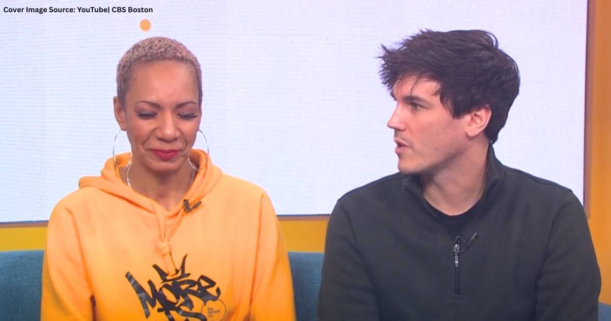 (L-R) Ara Bolster and Matt Shearer speak in interview after viral meet as she breaks down. (Cover Image Source: YouTube | CBS Boston)