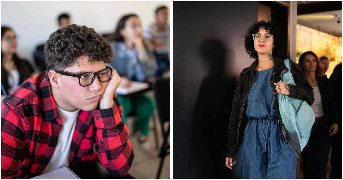 (L) Boy looking disinterested in class; (R) A woman walking into a classroom. (Representative Cover Image Source: Getty Images | Photo by (L) FG Trade Latin; (R) 	FG Trade)