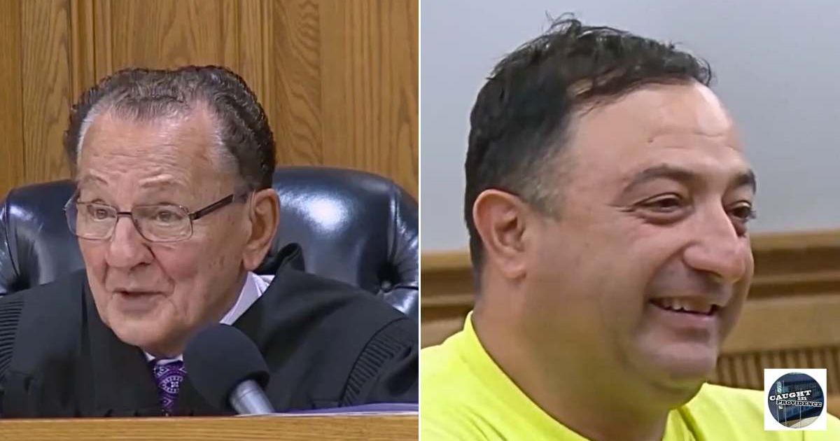 (L) Judge Frank Caprio at the court. (R) Man thanking Judge Caprio for helping him. Cover Image Source: Facebook | Caught in Providence