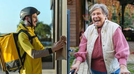 Delivery man was caught on camera delivering parcel when it started raining—his thoughtful gesture left owner stunned
